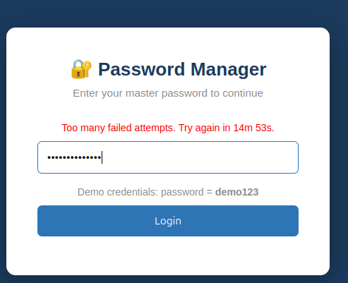 Login blocked after too many failed attempts